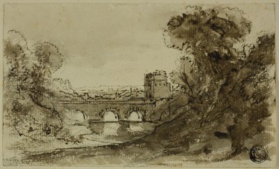 Olasz folyami táj híddal és toronnyal alkotó: Claude Lorrain