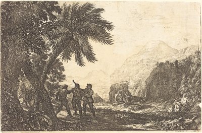 Tájkép brigandokkal (Scène de brigands) alkotó: Claude Lorrain