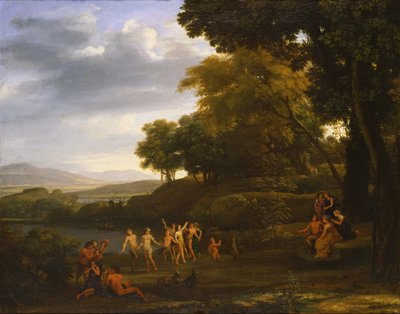 Táj táncoló szatírokkal és nimfákkal, 1646 alkotó: Claude Lorrain