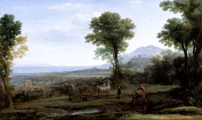 „Táj Szent Fülöp eunuchot megkeresztelésével”, 1678 alkotó: Claude Lorrain