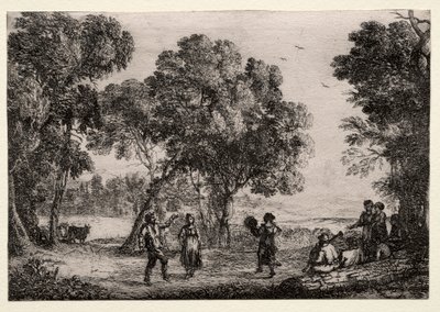 Táj country táncos kistányérral, c. 1637. alkotó: Claude Lorrain