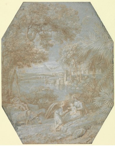 Táj a többiekkel az egyiptomi repülésen, 1645. alkotó: Claude Lorrain