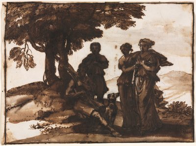 Lelkészi jelenet klasszikus figurákkal, c. 1640-1645. alkotó: Claude Lorrain