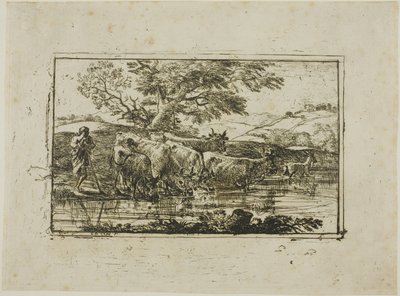 A csorda az itatóhelyen alkotó: Claude Lorrain