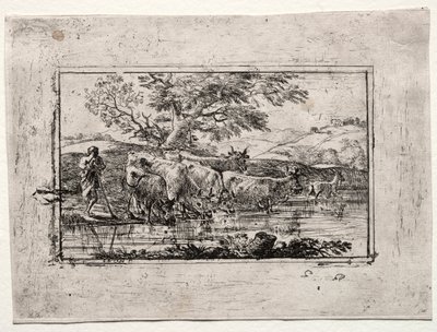 A csorda az itatóhelyen alkotó: Claude Lorrain