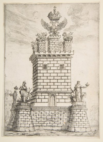 A négyszögletes torony, 1637. alkotó: Claude Lorrain