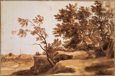 Tiberis táj az Angyalvárral a háttérben, 1630 és 1640 között alkotó: Claude Lorrain