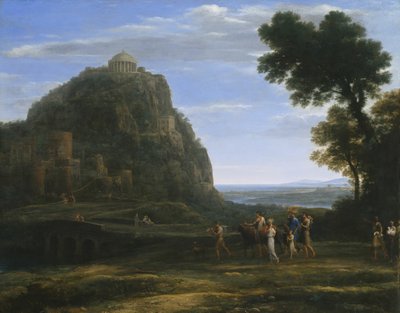 Delphi látképe egy felvonulással alkotó: Claude Lorrain