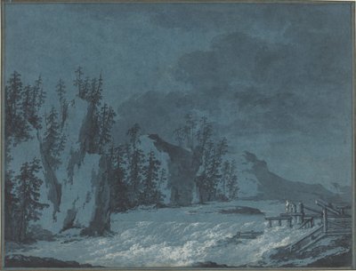 River Rapids erdős sziklák mellett alkotó: Claude Louis Chatelet