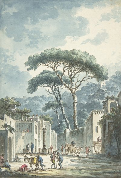 Posillipo barlangjához vezető út, 18. század. alkotó: Claude Louis Chatelet