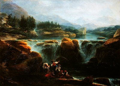 Svájci tájkép, 1790-94 körül alkotó: Claude Louis Chatelet