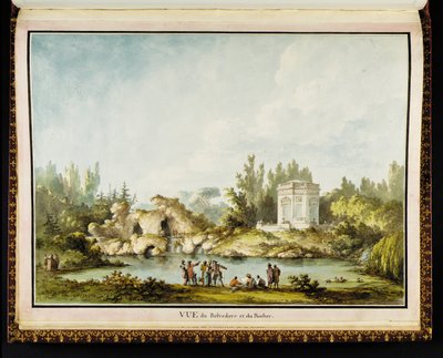 Kilátás a Belvedere-re és a sziklára, Richard Mique (1728-94) Recueil des plans du Petit Trianonból alkotó: Claude Louis Chatelet