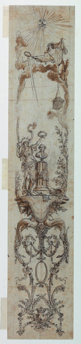 Rajz, Festett panelek tervei Fortune-nal és Jacques Neckerrel, 1788-90 alkotó: Claude Louis Desrais