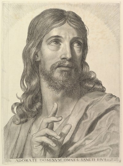 A Felnőtt Krisztus mellszobra, 1652. alkotó: Claude Mellan
