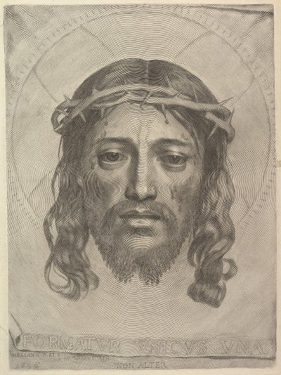 Krisztus arca Szent Veronika ruhán, 1649. alkotó: Claude Mellan