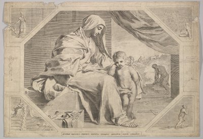 Szent Család. alkotó: Claude Mellan