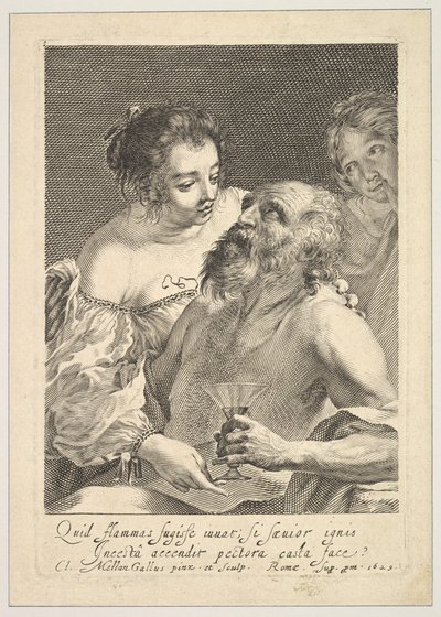 Lót és lányai, 1629. alkotó: Claude Mellan