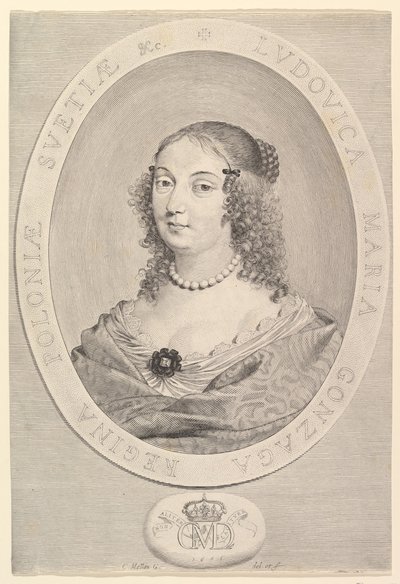 Ludovica Maria Gonzaga, Lengyelország királynője, 1645. alkotó: Claude Mellan