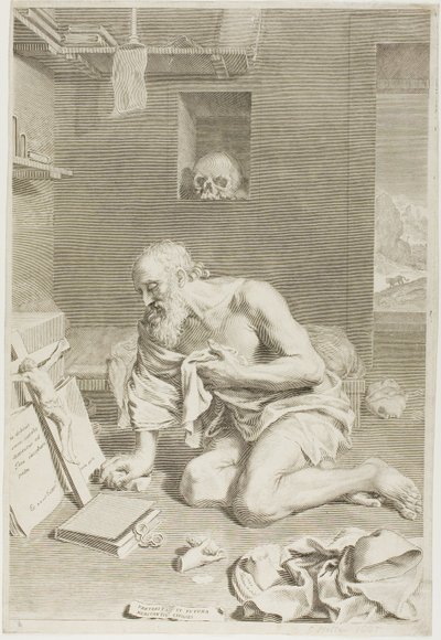 Imádkozó Szent Jeromos alkotó: Claude Mellan