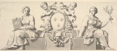 Franciaország fegyverei a jog és a jóhiszeműség megszemélyesítésével, 1664. alkotó: Claude Mellan
