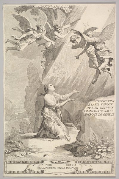 Címlap: François de Sales, Bevezetés a jámbor életbe, 1641. alkotó: Claude Mellan