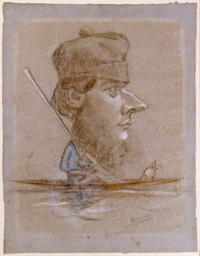Egy vadász és kutyája egy csónakon, 1858-59 körül alkotó: Claude Monet