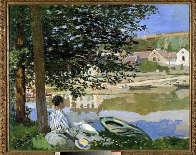 A víz szélén Bennecourtban alkotó: Claude Monet