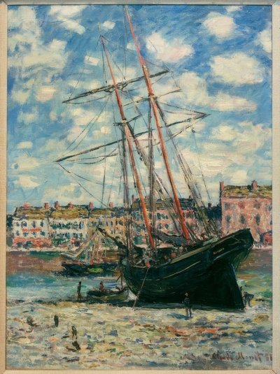 Boat échoué à Fecamp (a hajó gerincre fektetve Fecampban) alkotó: Claude Monet