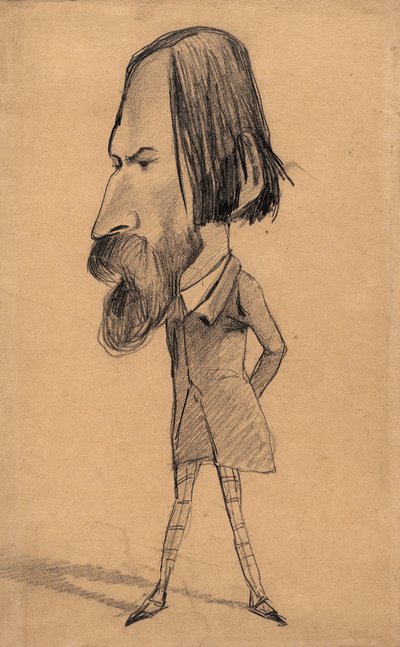 Auguste Vacquerie karikatúrája, 1859 körül (grafit törléssel barna szőtt papíron) alkotó: Claude Monet