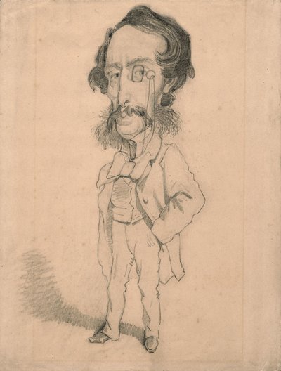 Mario Uchard karikatúrája, 1858 körül (grafit törlési árnyalatokkal, sárgásbarna szövésű papíron) alkotó: Claude Monet
