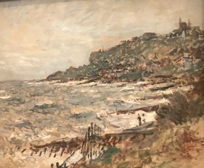 Francia: Falaise de Sainte-Adresse, szürke időjárás alkotó: Claude Monet