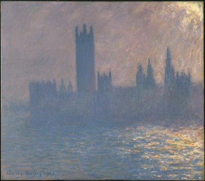 Parlament házai, napfényhatású parlament, napfényhatás, 1903 alkotó: Claude Monet