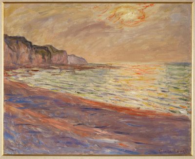 Pourville strand, lenyugvó nap alkotó: Claude Monet
