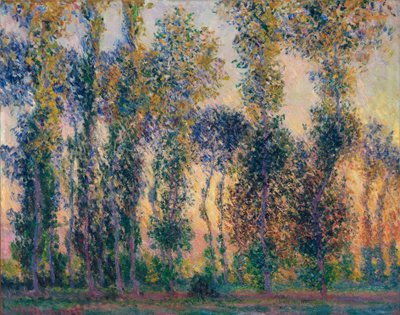 Nyárfák Givernyben (Franciaország), napkelte. Claude Monet (1840-1926) festménye, olaj, vászon alkotó: Claude Monet