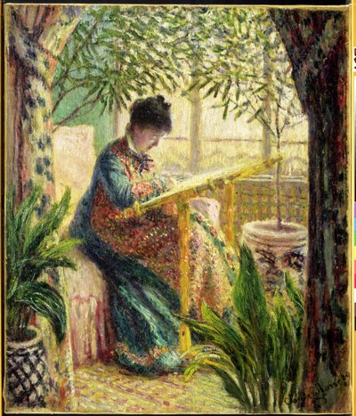 Madame Monet hímzés (Camille au Metier) 1875 alkotó: Claude Monet