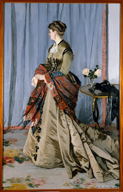 Madame Louis Joachim Gaudibert (1846-1877) portréja 1868-ban (2,17 x 1,38 cm). Olaj, vászon, Claude Monet (1840-1926). Musee d