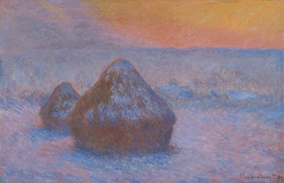 Búza halom naplemente, hóhatás, 189091. alkotó: Claude Monet