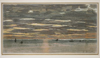 Naplemente a tengeren, 1865-1870 (pasztell, barna papír) alkotó: Claude Monet