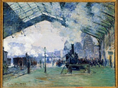 Kilátás a párizsi Saint Lazare vasútállomásra és a normandiai vonatra alkotó: Claude Monet