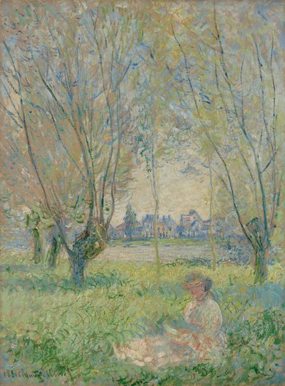 A fűzfák alatt ülő nő alkotó: Claude Monet