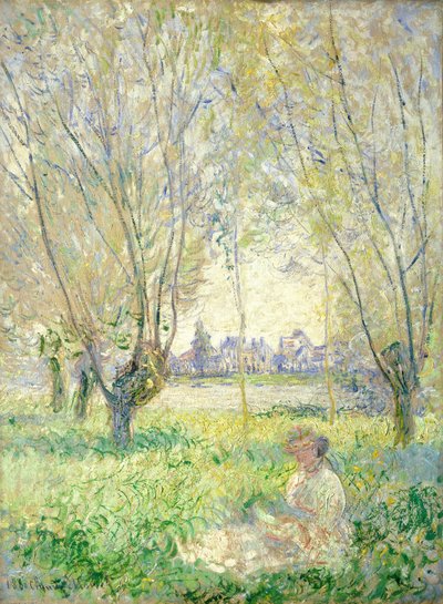 Nő ül a fűzfák alatt, 1880. alkotó: Claude Monet