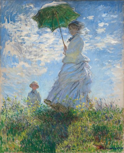 Nő napernyővel – Madame Monet és fia alkotó: Claude Monet