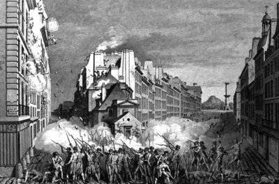 Reveillon lázadás a Faubourg Saint Antoine-nál, 1790 körül (metszet) alkotó: Claude Niquet