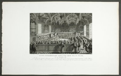 XVI. Lajos által a palotában tartott rendkívüli ülésszak, a Tableaux historiques de la Révolution française sorozatból alkotó: Claude Niquet