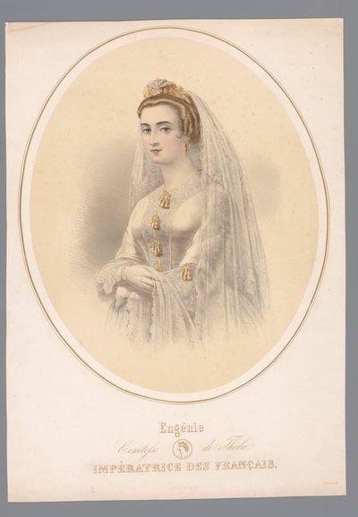 Portret van Eugenie, keizerin van Frankrijk Eugenie, Théba grófnője. Francia császárné (cím a tárgyon) alkotó: Claude Régnier