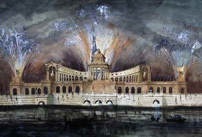 Tűzijáték, 1800-1850 körül (rajz) alkotó: Claude Ruggieri