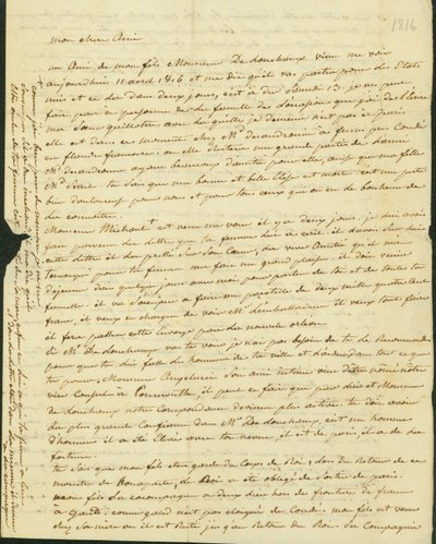 Levele Antoine Saugrainnek testvérétől, 1816 alkotó: Claude Saugrain