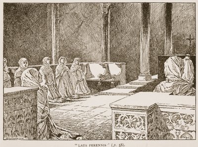 Laus Perennis, illusztráció a „The Church of England: A History for the People” című könyvéből, H.D.M. Spence-Jones, kocsma. 1910 körül (szépia fotó) alkotó: Claude Shepperson