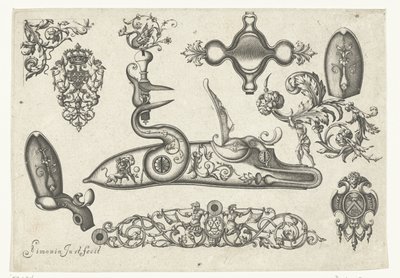 Tíz motívum Plusieurs pieces et ornaments Darquebuzerie (sorozat címe) alkotó: Claude Simonin