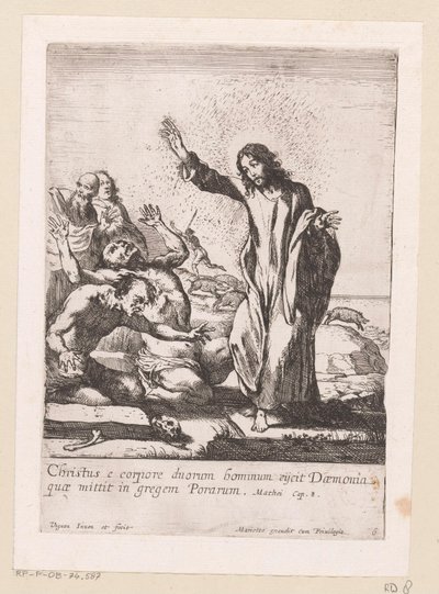 Krisztus megvált két megszállottat a démonoktól Miracula Domini Nostri Jesu Christi (sorozat címe) Krisztus csodái (sorozat címe) alkotó: Claude Vignon